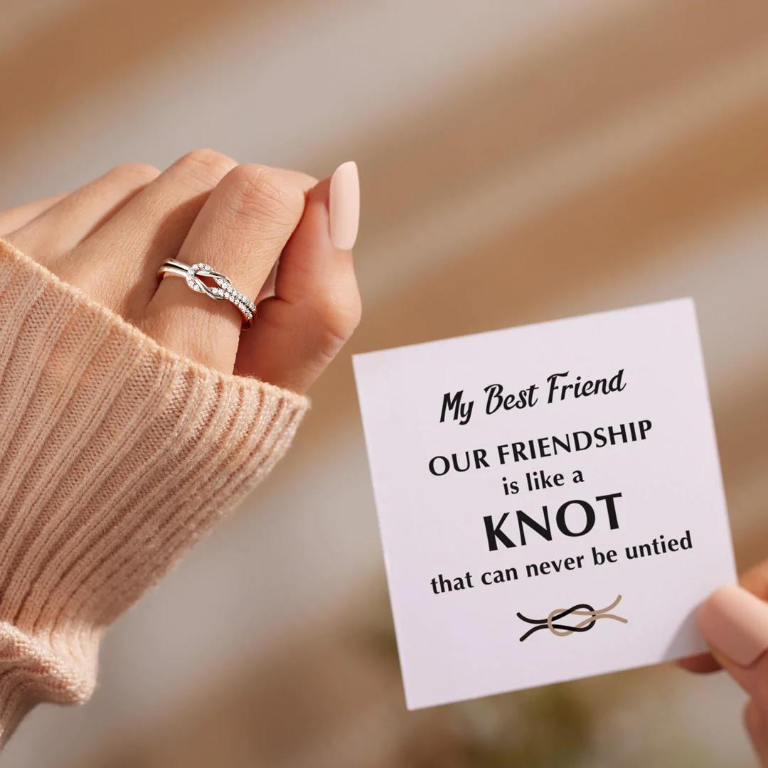 KL-05421 To My Best Friend KNOT Tied Opening Ring With Gift Card For Women BBF Bestie Vintage Aesthetic Friendship Goth Rings Jewelry