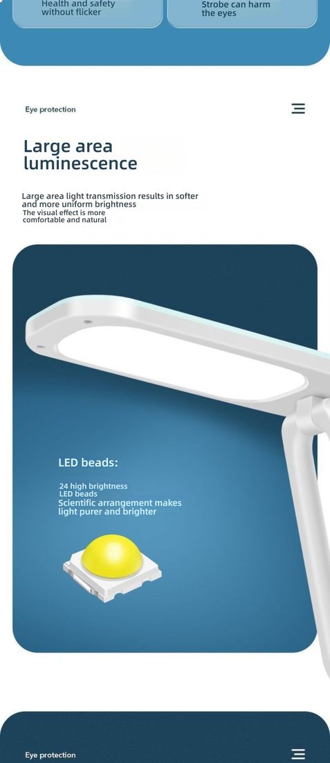 Solar Folding Children's Eye Protection Learning Desk Lamp - LED Rechargeable, Dormitory Reading Light