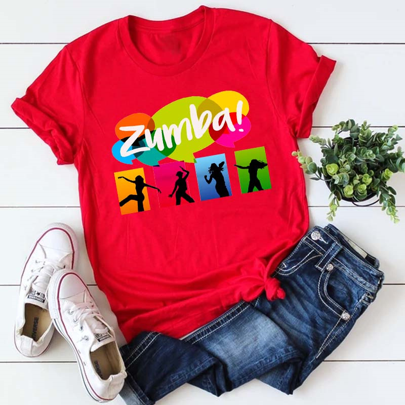 BT4712 Zumba Printed Short Sleeve T-shirt Women's Tops Harajuku Graphic T Shirts Aesthetic Tops Y2k Tee
