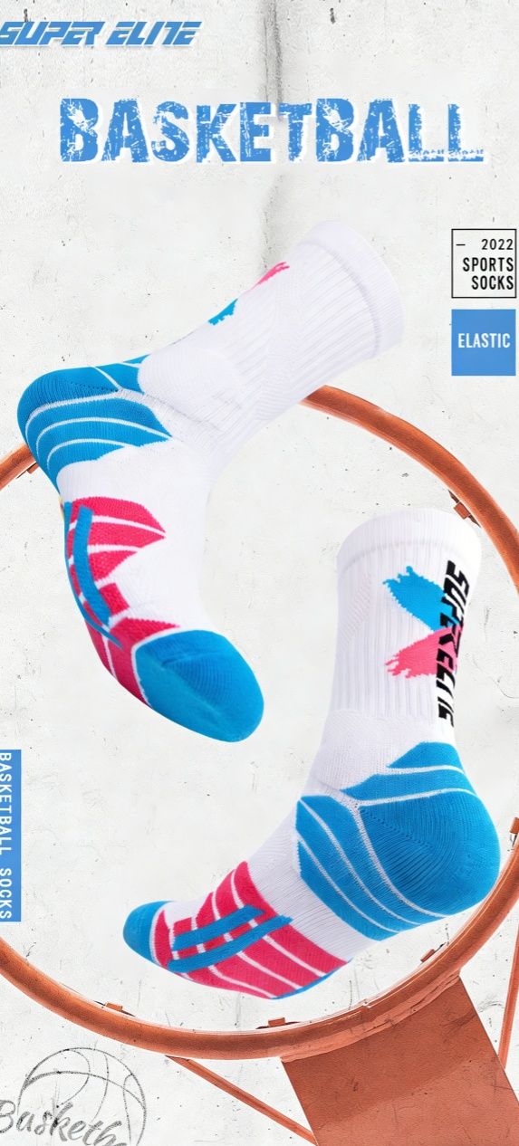 Men's High-Calf Marathon Running Socks, Professional Basketball Socks with Thickened Terry Sole, Cushioned Shock Absorption Athletic Socks for Running, Basketball, Training
