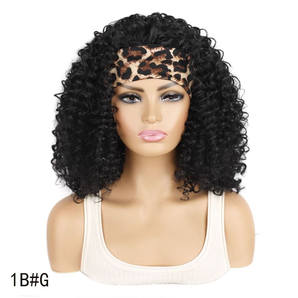 TopKiss Fashionable Short Curly Wig with High Temperature Fiber, Headband and Ice Silk Hairnet for Women's Dressup Local