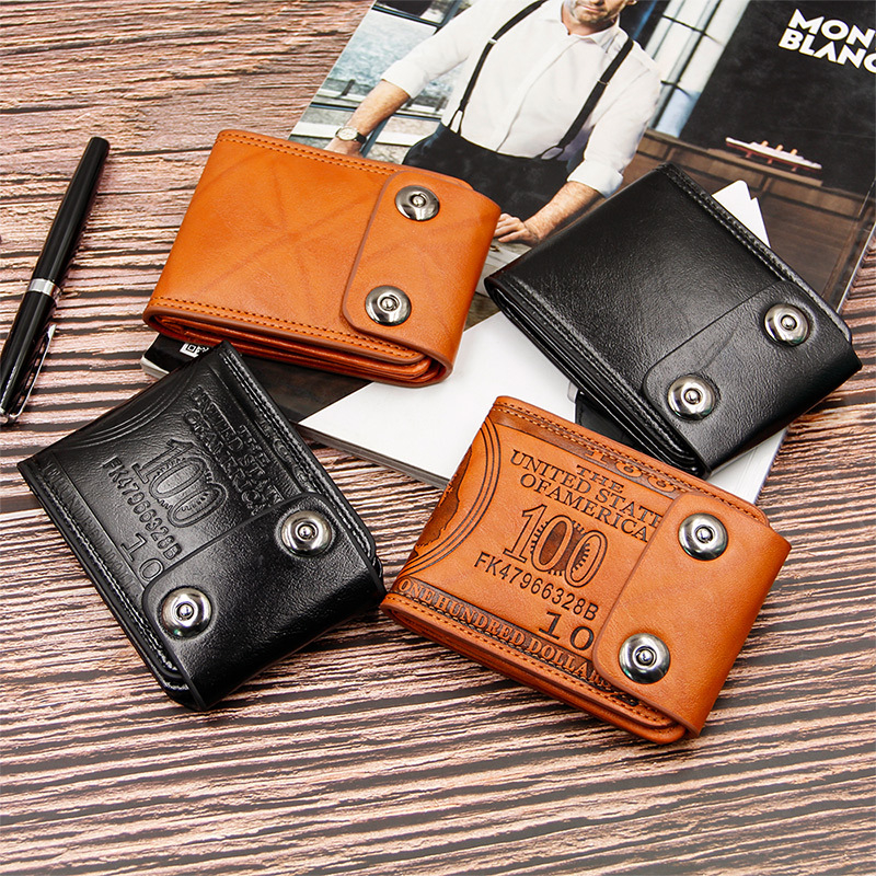 D02-1 Men's Short Wallet Casual Retro Card Seat PU Leather Men's Wallet