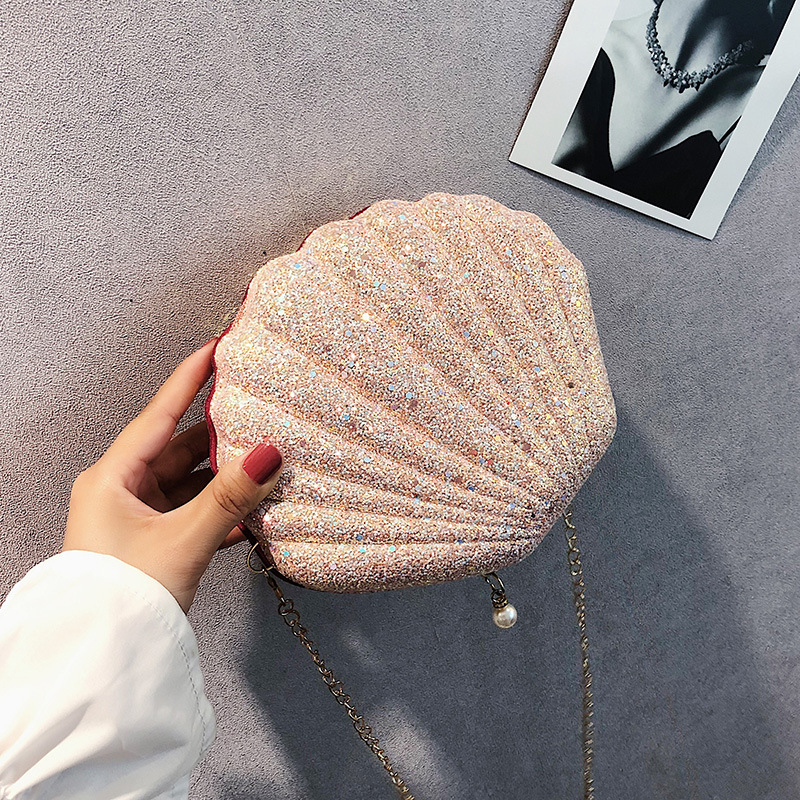 Shoulder bag CRRshop free shipping hot sale female new fashion trend shiny crystal shell cross-body mini bag Korean version fairy fashion versatile shoulder bag women Chain messenger bags