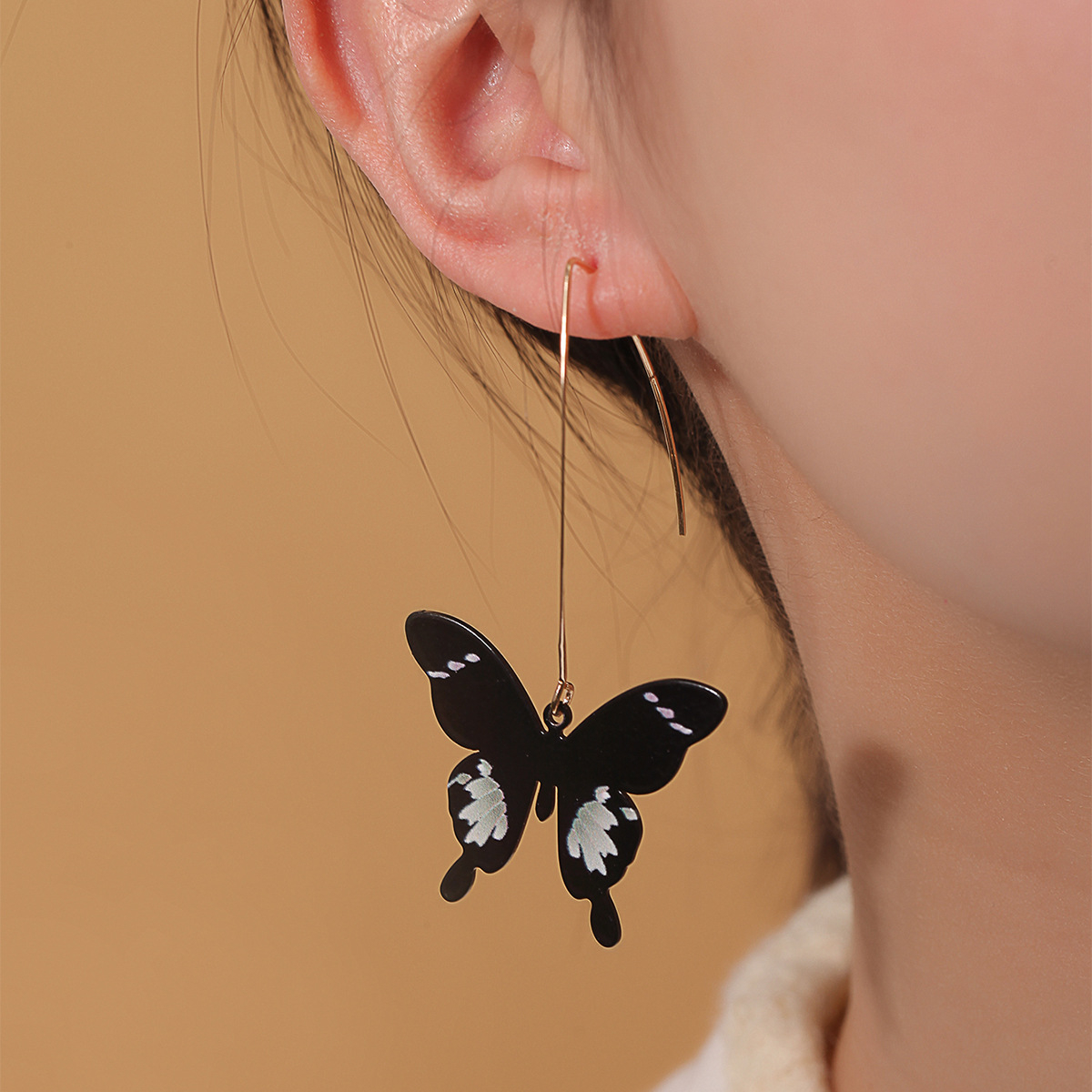 DF136 Printed Butterfly Drop Earrings