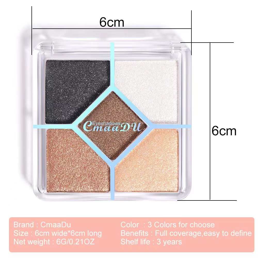 5 Colors Eyeshadow Palette Waterproof Glitter Matte Eyeshadow Pallete Shimmer Diamond Sequins Women Eye Makeup Pigment