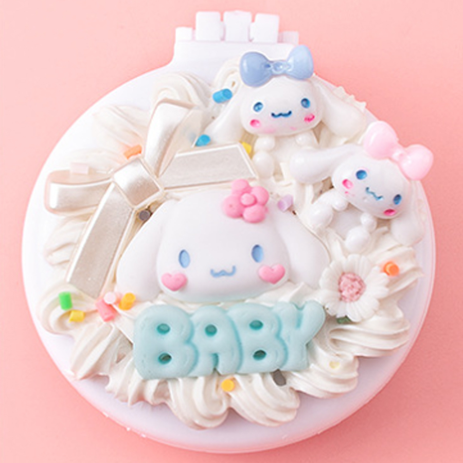 Cartoon Cute Super Cute Mirror Comb One Piece Mini Portable Portable Air Cushion Airbag Comb Cream Gel Comb One Piece Mirror Material Package DIY Material Makeup MirrorWHITE