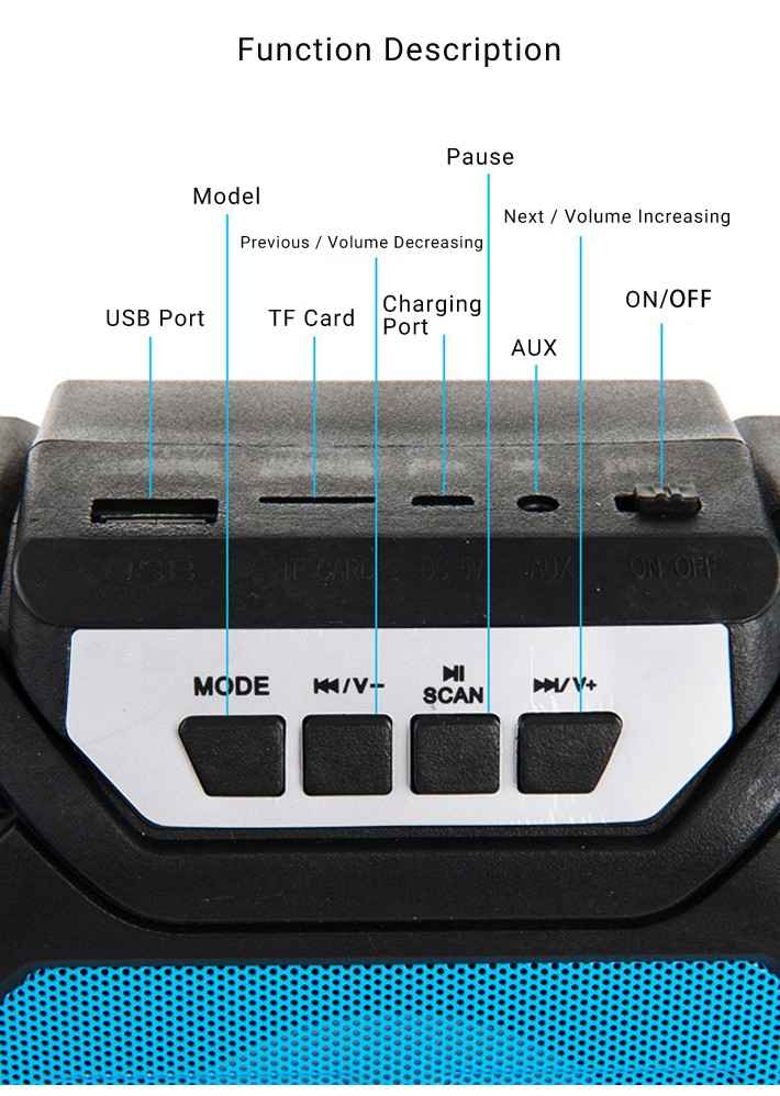 LLT 668 Bluetooth Speaker with Handle Portable Bass Stereo Subwoofer Wireless Speaker Black