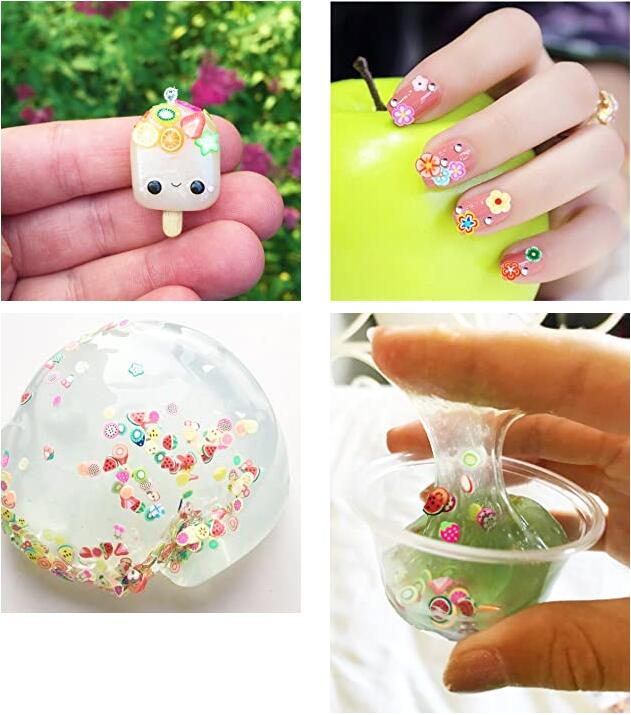 AKAKD DIY handmade jewelry accessories fruit flowers soft pottery stick slices cream gel hair accessories phone case material accessories（1 boxed）
