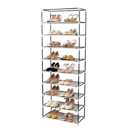 9 Tier Dust-proof Shoe Rack - Black/Grey