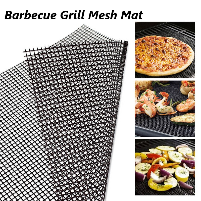 2Pcs Hot Non-stick Barbecue Mesh Mat Reusable Heat Resistance BBQ Baking Net Pad Kitchen Cooking Smoker BBQ Mat Liner Accessorie