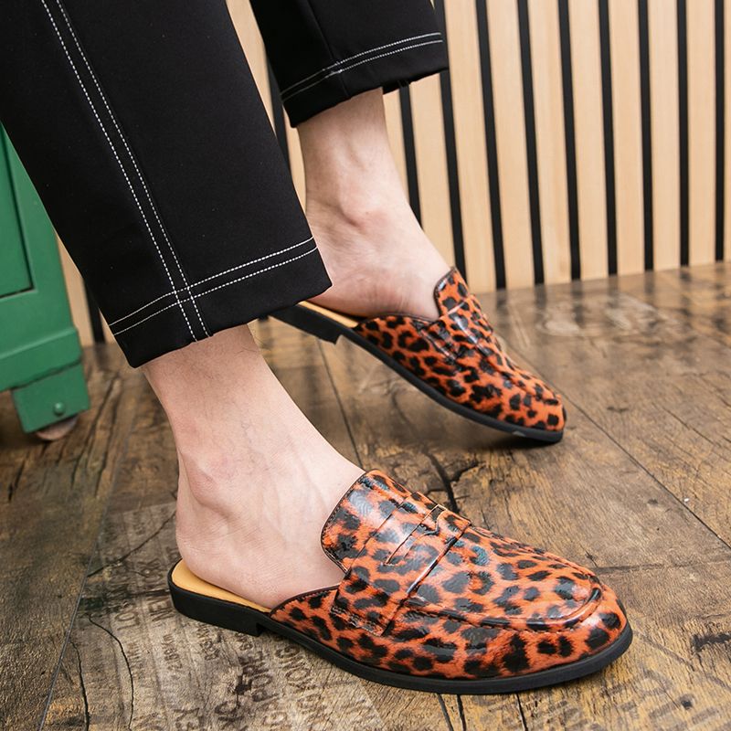 Youth Men Leisure Cool Mules Man Summer Slippers Fashion Casual Leather Loafers Flats Shoes Pu Breathable Slip On Footwears For