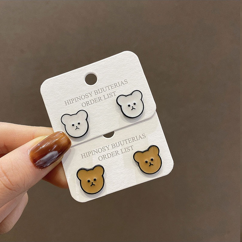 Women's Simple Petite Cartoon Bear Stud Earrings Jewelry Gifts