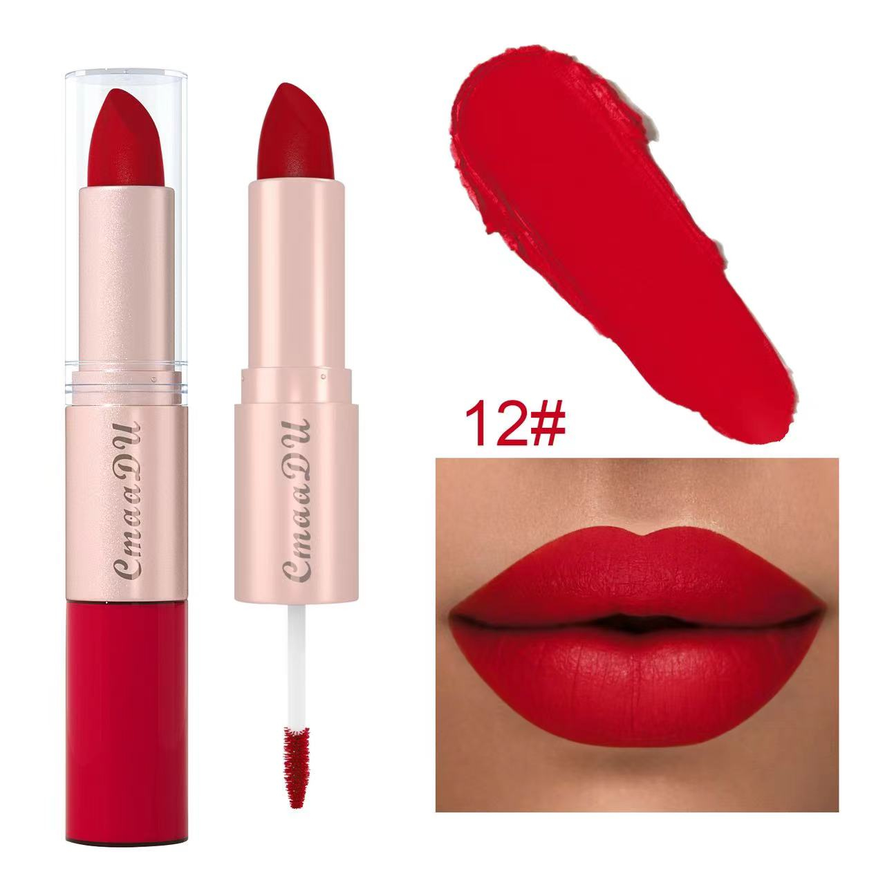 CmaaDu  Matte lipstick&Matt lip gloss  Double headed Makeup Matte Lips Cosmetic Long Lasting Velvet Liquid Lipstick   Sexy Lip 