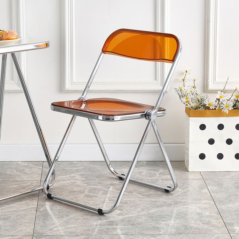 Home transparent folding chair fashionable acrylic crystal chair portable makeup chair ins style internet celebrity photo chair clothing store restaurant chairElectroplating-brown