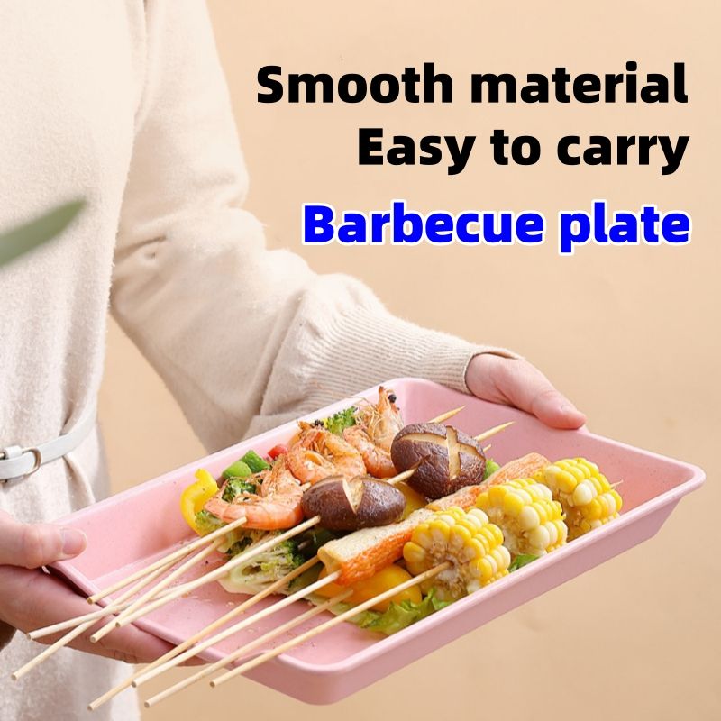 Wheat straw barbecue plate CRRSHOP Home kitchen fried skewers, side dishes, plates, hot pot, and plastic trays for preparing dishes free shipping