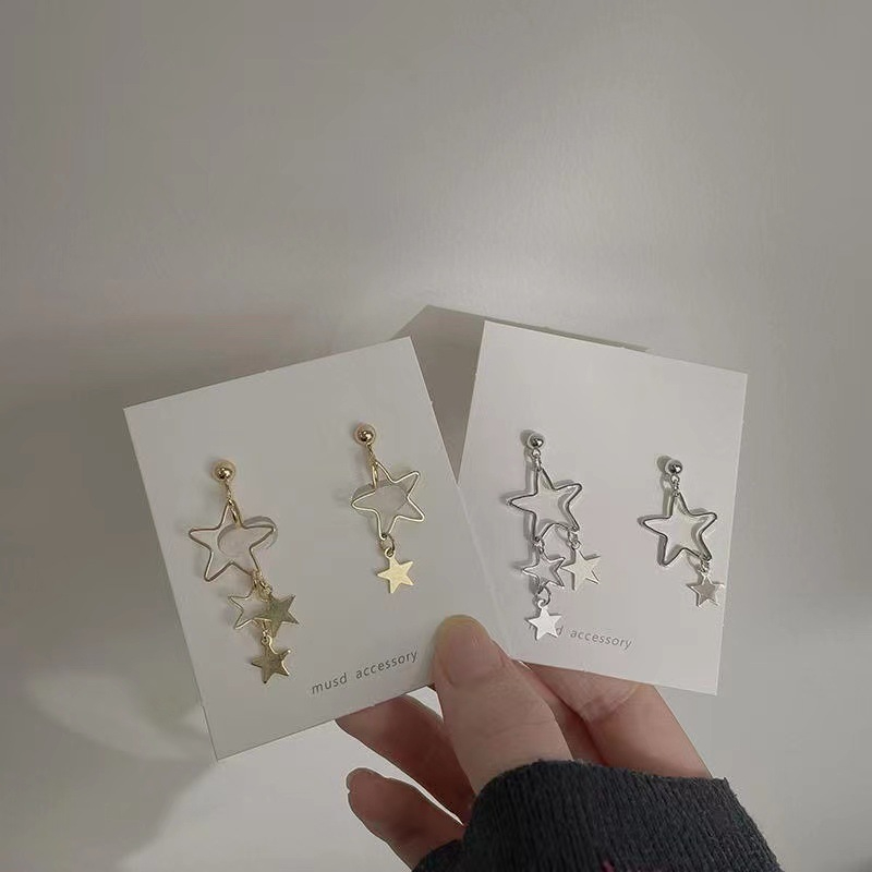 Women Simple Asymmetrical Star Pendant Earrings Jewelry Gift