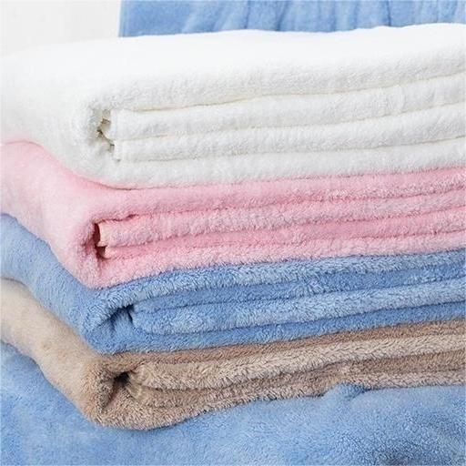 LQ004 Coral Velvet Thickened Bath Towel Soft Solid Color Bath Towel