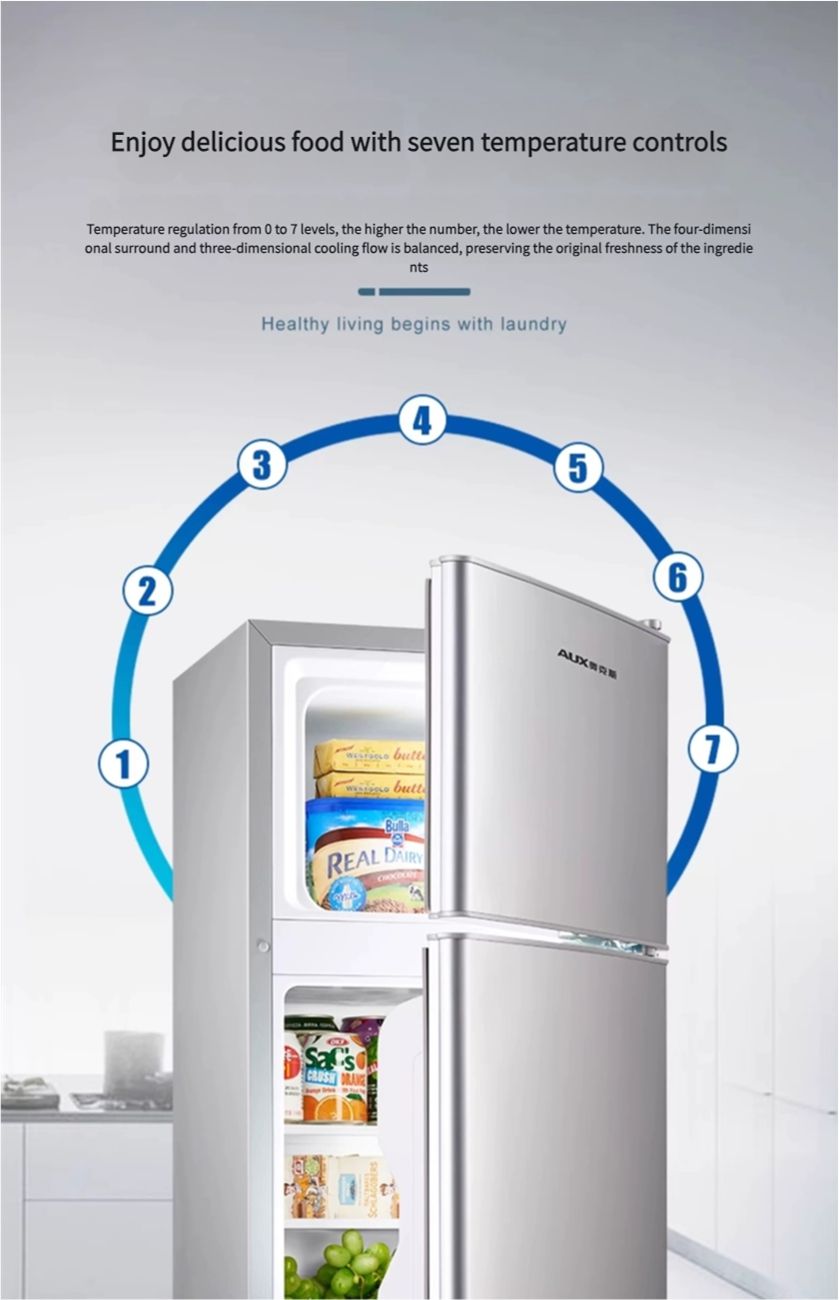 AUX first level energy-saving small refrigerator for home use, small office rental, refrigeration, freezing, antibacterial, low-noise refrigerator