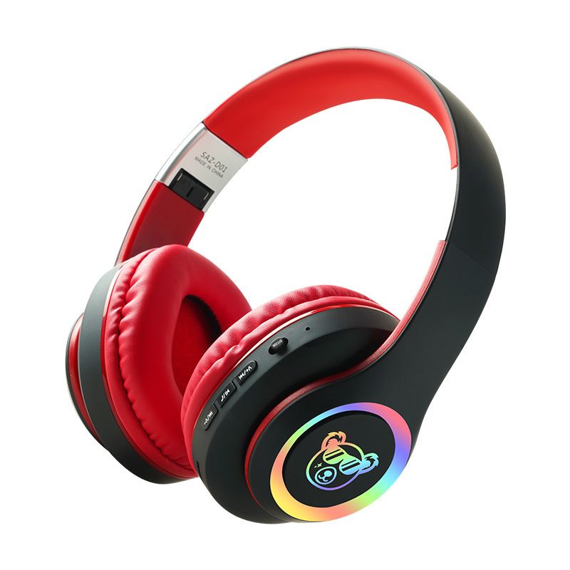 Headphone Sports Headphone Wireless Bluetooth Protein Skin Earmuffs RGB Scrolling Lights Children's Head Mounted Bluetooth Earphones with Long Battery Life Wireless Metal Retractable Earphones