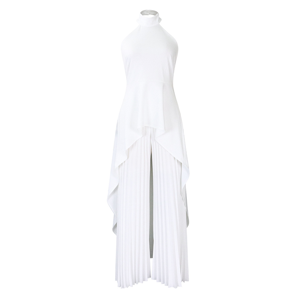 D372 fashion casual suit summer private dress halter top pleated wide-leg pants European and American suit