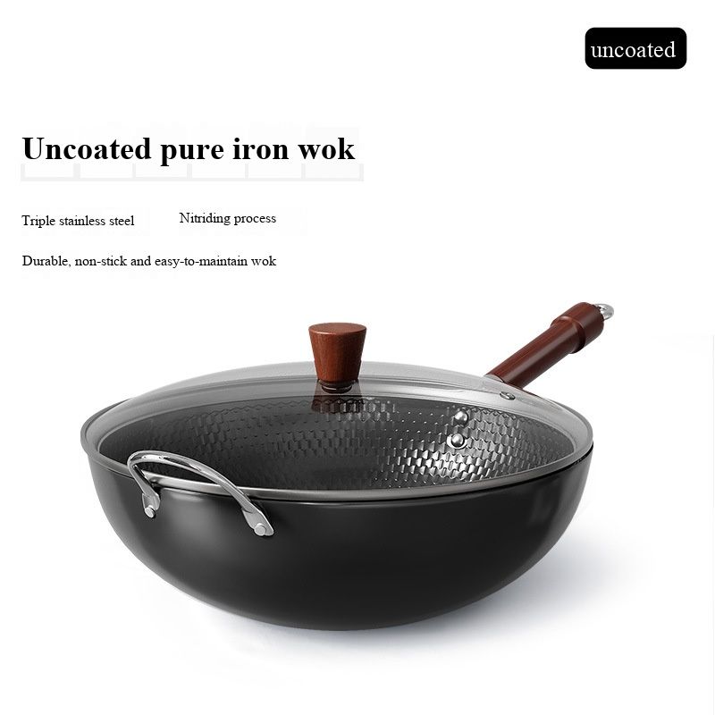 Lightweight iron skillet without coating - versatile cooking pan for home use - all-in-one pan for frying and stir-frying