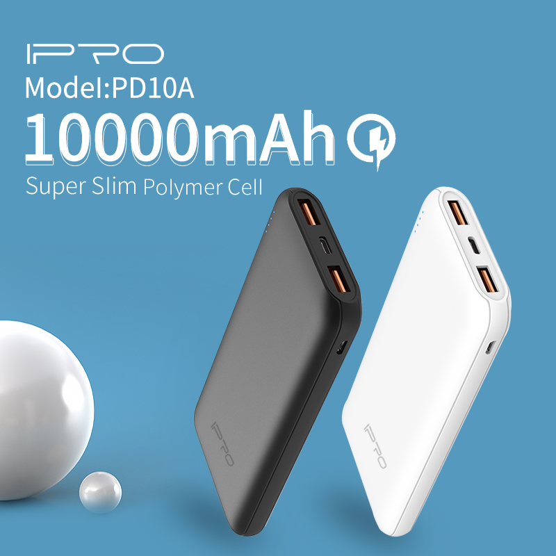 IPRO PD10A Charger Power Bank 10000mAh External Battery Pack Dual Output Port with LED Status Portable Charger Powerbank For Samsung Xiaomi mi Mobile Phone
