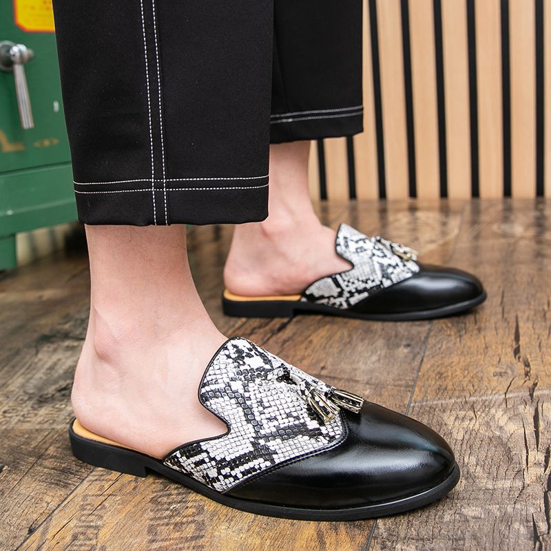 Youth Men Leisure Cool Mules Man Summer Slippers Fashion Casual Leather Loafers Flats Shoes Pu Breathable Slip On Footwears For