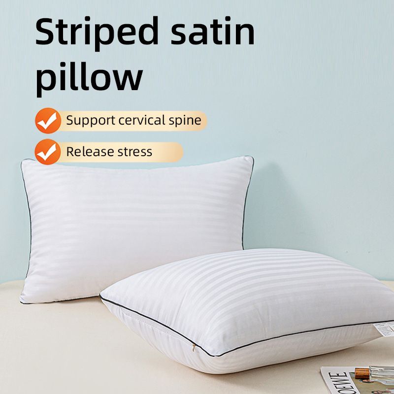 Home Hotel‑Style Striped Pillow Insert, Comfortable Household Bed Pillow for Bedroom