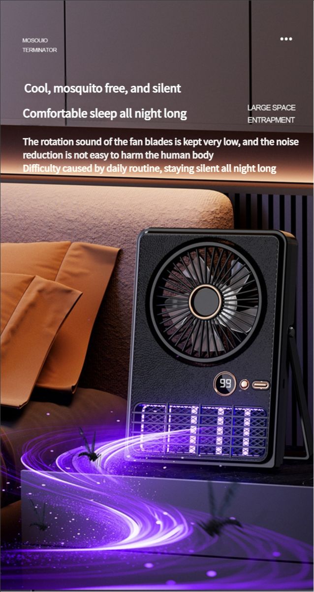 Indoor bedroom air conditioner fan mosquito killer lamp portable outdoor camping fan can be placed or hung two-in-one desktop fan mosquito killer lamp