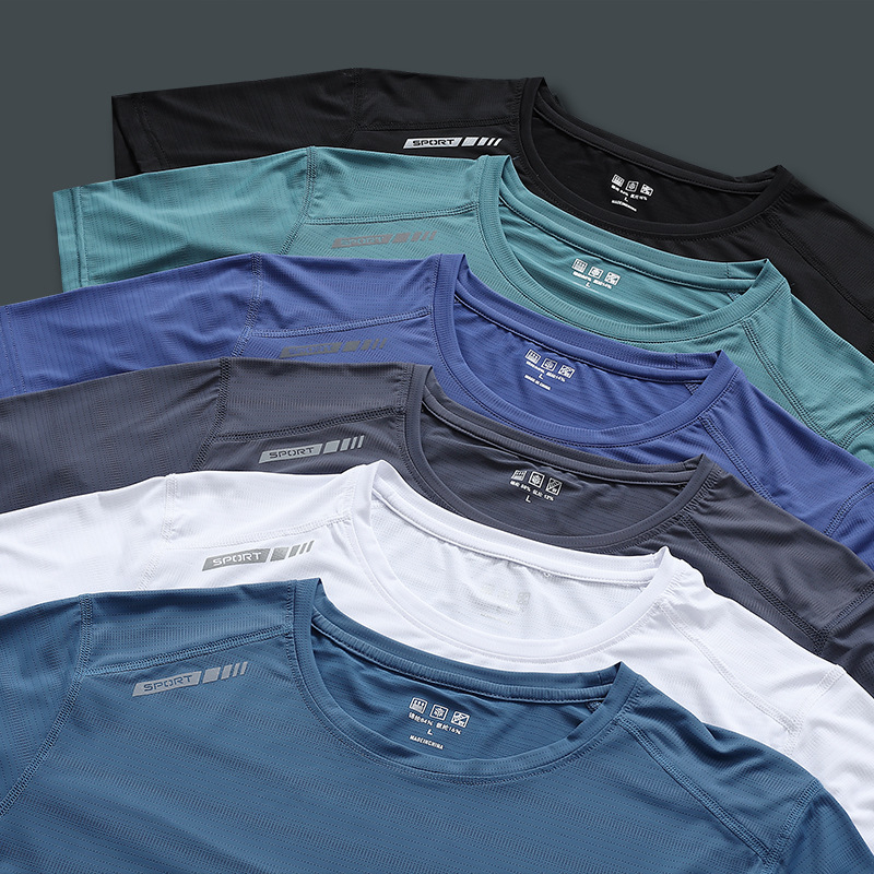 Men's Outdoor Quick-Drying Ice Silk Short Sleeves Loose Running Crewneck T-Shirt