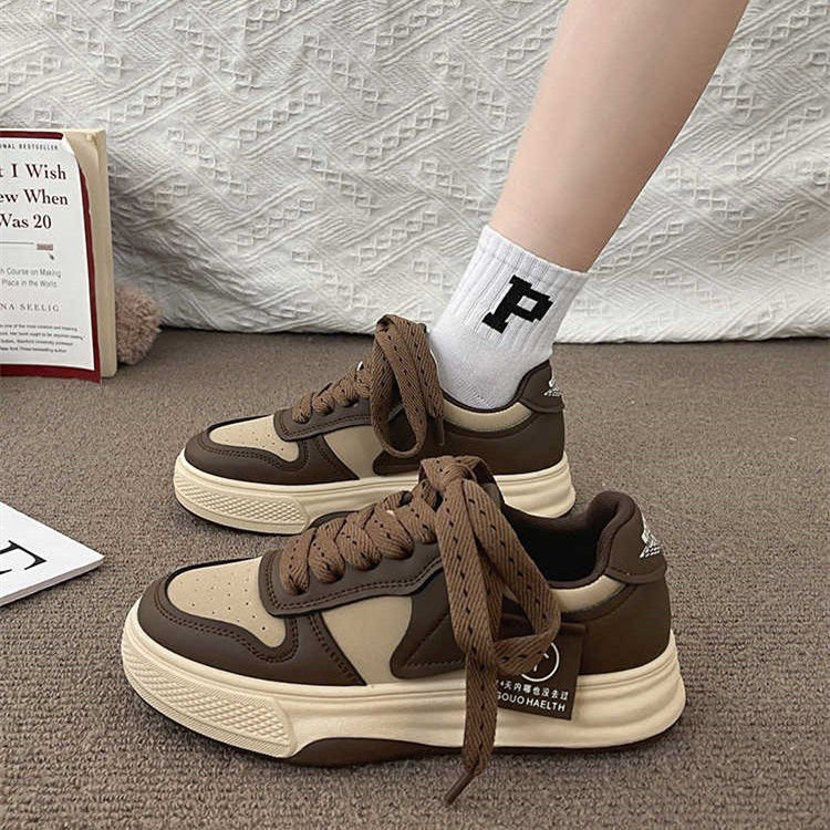 FY-10 Women's Winter New Fashion Platform Casual Single Shoes Color-Block Lace-Up Sneakers