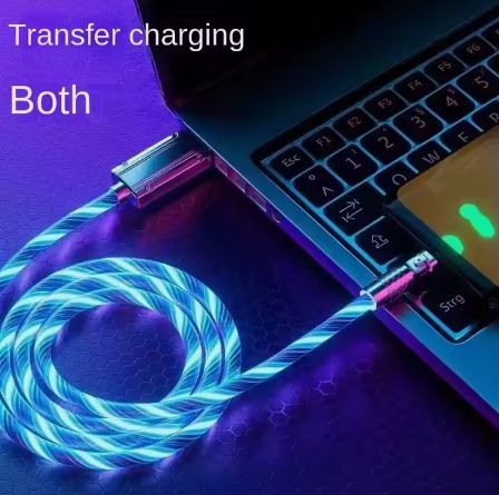 1m flow light LED USB cable charging light fast charging android usb cable colorful light