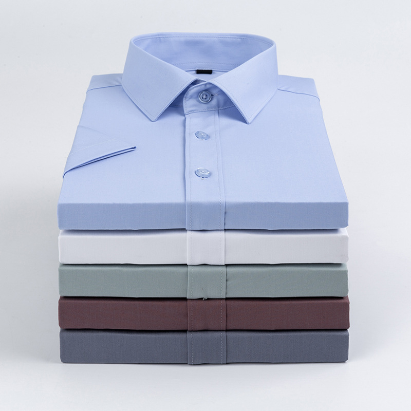 Men's short sleeved business shirt big size 38 39- 41 42 43 44 polo shirt CRRshop free shipping best sell coffee green blue grey white short sleeved shirt, men's business casual, professional wear, elastic shirt formal wear draped square neck inch shirt