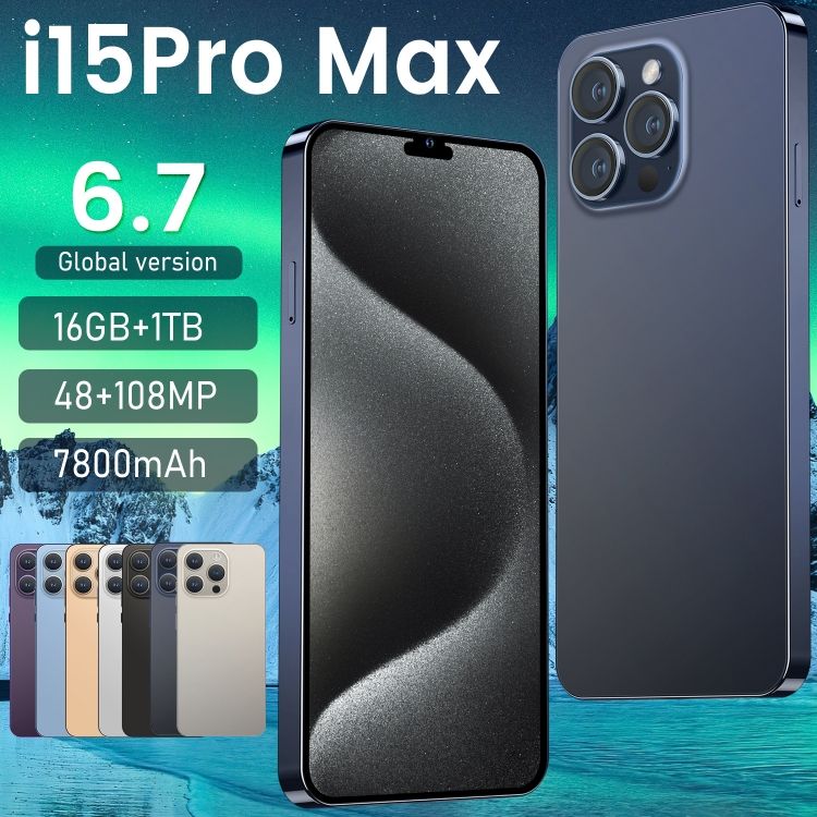 Latest smartphone 6.26 inch full screen front 48MP back 108MP 7800mAh i15 pro max 1+16 Dynamic Island smart phone CRRSHOP GPS navigation high-quality mobile phone HD high definition screen 16GB + 1TB 5G LTE bands