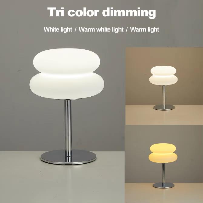 Bedroom Bedside Lamp Creamy Style Table Lamp Usb Plug Tri Color Dimming Living Room Study Atmosphere Light