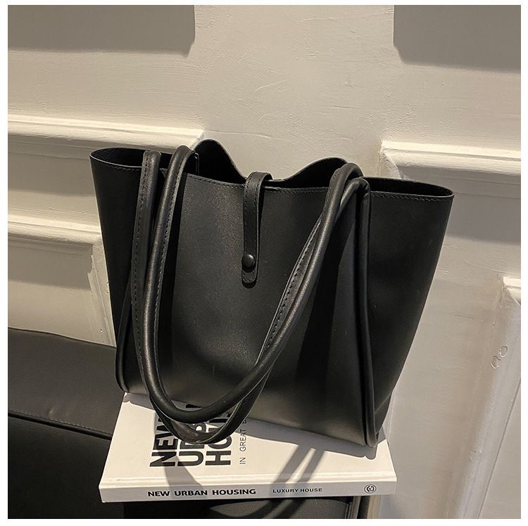 Korean version of pure color child female bag new female bag simple Tote bag large capacity spring fashion shoulder bag 1208