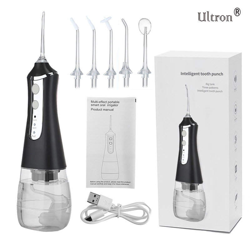 Ultron Portable Oral Irrigator Water Flosser Dental Water Jet Tools Pick Cleaning Teeth 300ML 5 Nozzles Mouth Washing Machine Floss