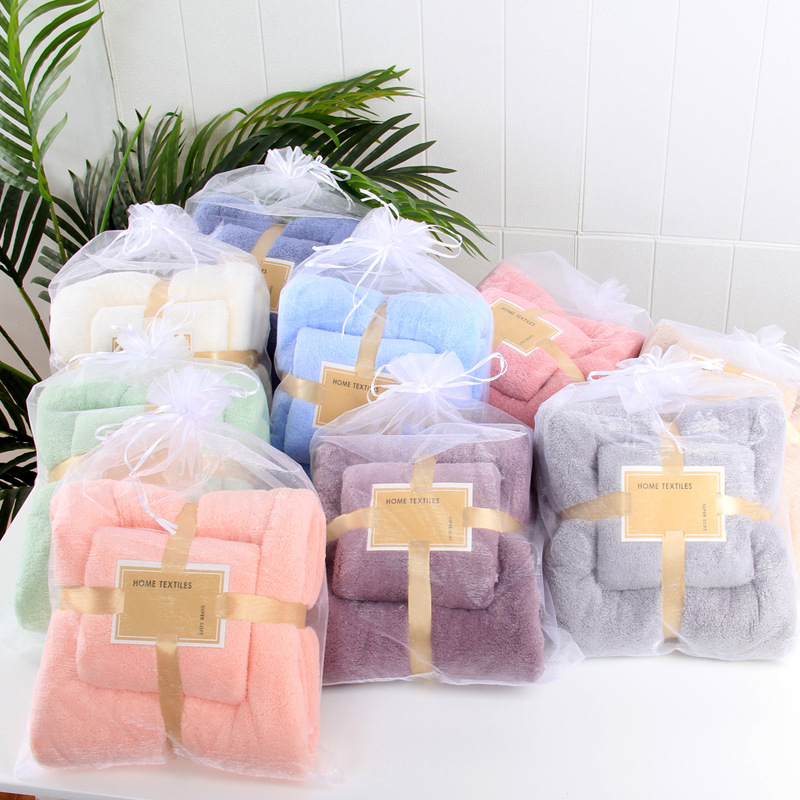 Coral Fleece Absorbent Hair Swimming Face Hand Bath Towel Sets Microfibre Towels Bathroom Towels Microfiber Set
