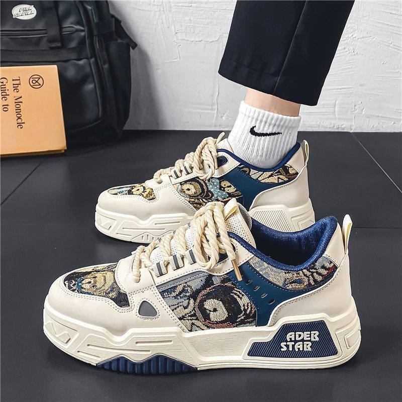 Men's shoes summer breathable 100 casual design sense niche board shoes youth sports thick soles increase canvas tide shoes 5501