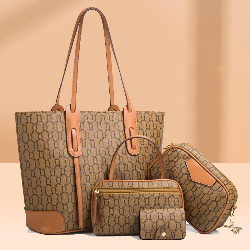 - 2026 New Fashion Large Tote Bag 4PCS Set, Mother Daughter Matching Bags, Multi-way Shoulder Crossbody Handbag, Large Capacity Casual Trendy Bag for Women Girls