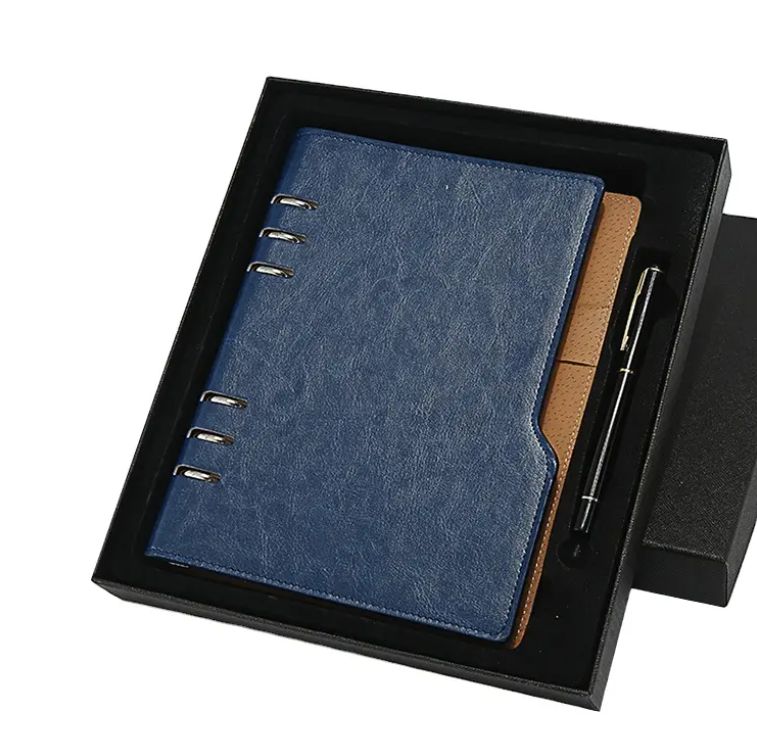 Tospino branded embossed suede leather cover 6 rings loose-leaf binder stationery diary notebook - Office and school agenda planner organizer executive diary book with pen