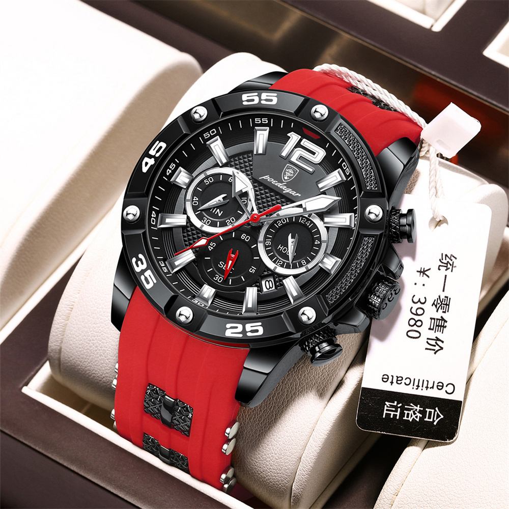 Multifunctional new men's watch silica gel strap quartz watch 912