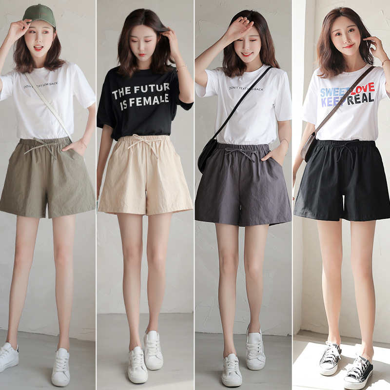 20194 Women's Shorts Casual Elastic Waist Casual Shorts