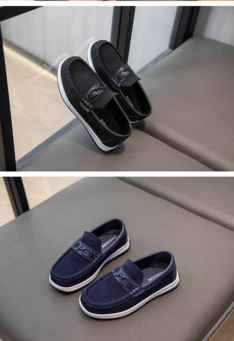 Loafer Kid Children's Shoes Spring Autumn New Flyknit Shoes Children's British Style Casual Shoes Slip on Bean Shoes