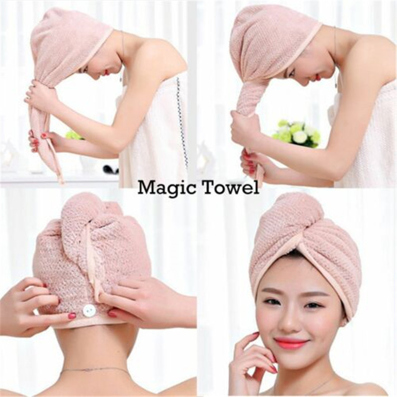 ZJ4037 Women Hair Quick Drying Microfiber Bath Spa Towel Turban Knot Twist Loop Wrap Hat Cap For Bath Bathroom Accessories