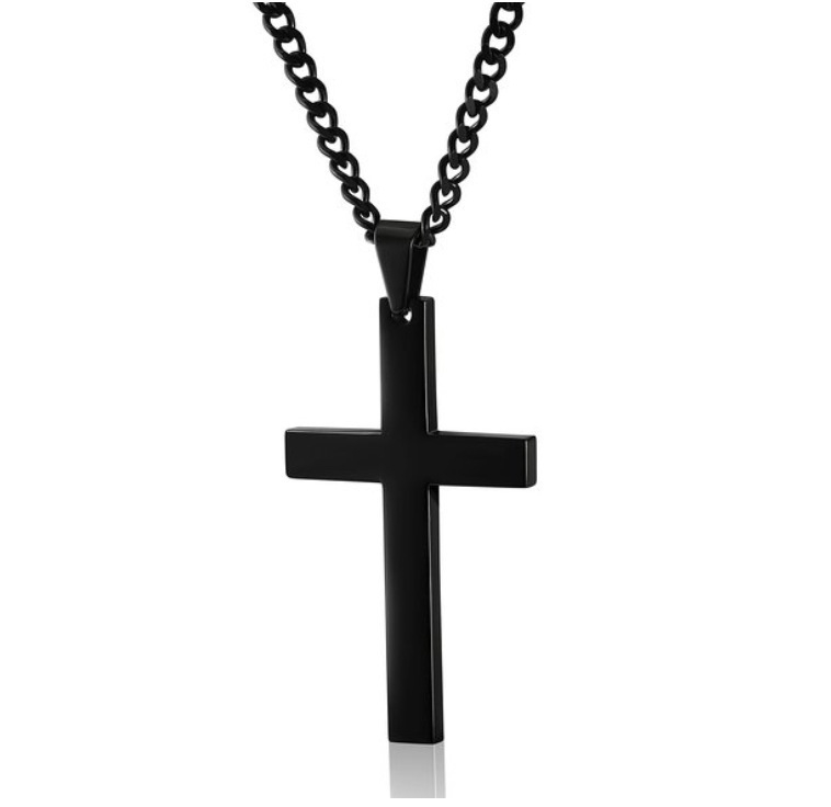 XINGXUAN2023-021 Men's and Women's Simple Metal Cross Necklace Geometric Solid Color Pendant Necklace