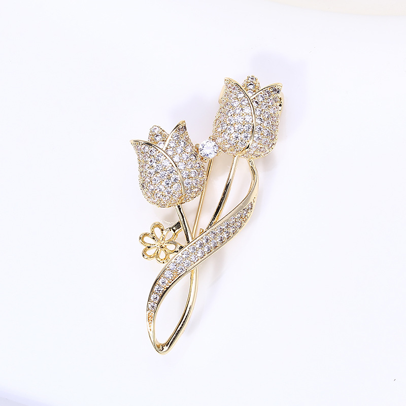 500 tulip ladies flower brooch rhinestone pearl elegant jewelry ladies brooch and pin fashion jewelry lapel pin