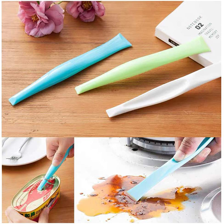 Cleaning Scraper Tool Kitchen Plastic Scraper Multipurpose Stiff Grill Scraper Scratch Free Cleaning Tool Can Opener Sticker Scraper Label Remover Gum Scraper Bottle Opener – 3 PCS