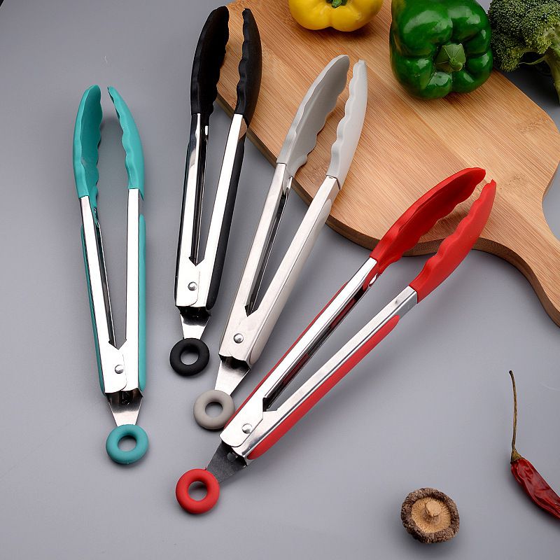 Kitchen tool tongs PP Plastic food tongs Anti-scalding stainless steel food tongs Barbecue tongs Barbecue tongs Steak tongs sx8869