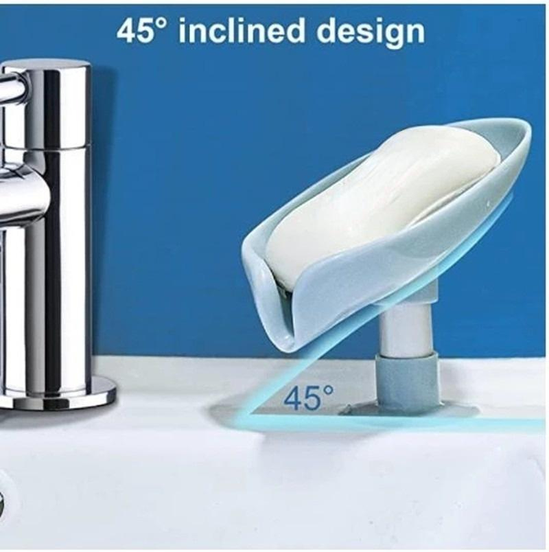 Leaf Shaped Soap Holder Shower Soap Shelf Bath Soap Box Vertical Suction Cup Laundry Soap Dish Storage Tray Bathroom Supplies